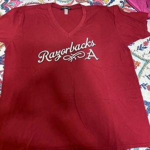 Houndstooth Arkansas Razorback v-neck t-shirt